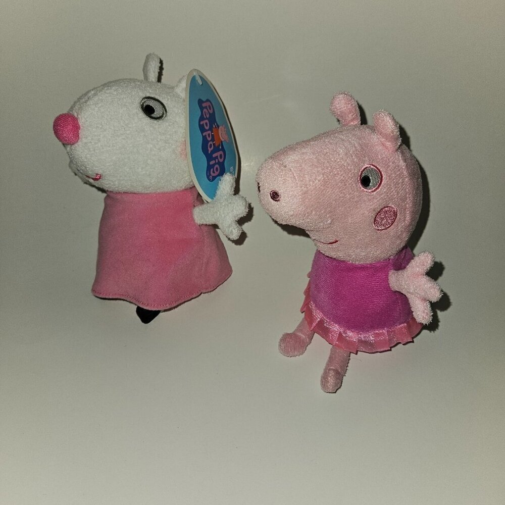 2 Peppa Pig Ballerina Suzy Sheep Plush Lot Stuffed Toy Book Character